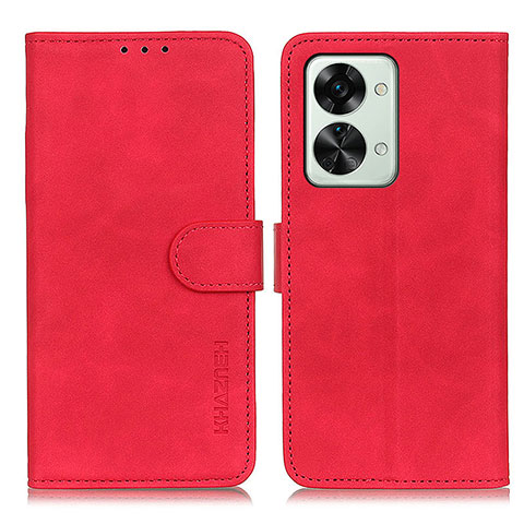 Custodia Portafoglio In Pelle Cover con Supporto K03Z per OnePlus Nord 2T 5G Rosso