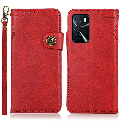 Custodia Portafoglio In Pelle Cover con Supporto K03Z per Oppo A16 Rosso