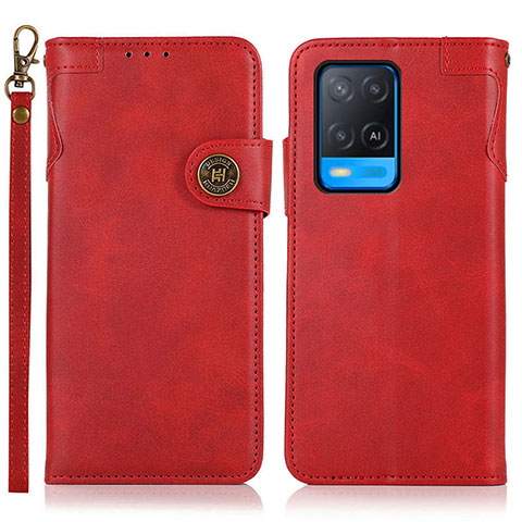 Custodia Portafoglio In Pelle Cover con Supporto K03Z per Oppo A54 4G Rosso