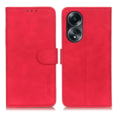 Custodia Portafoglio In Pelle Cover con Supporto K03Z per Oppo A58 4G Rosso