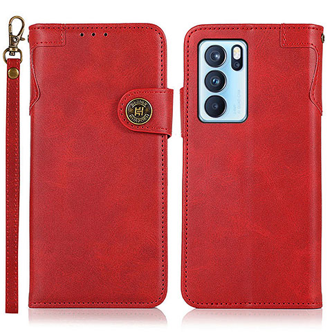 Custodia Portafoglio In Pelle Cover con Supporto K03Z per Oppo Reno6 Pro 5G India Rosso