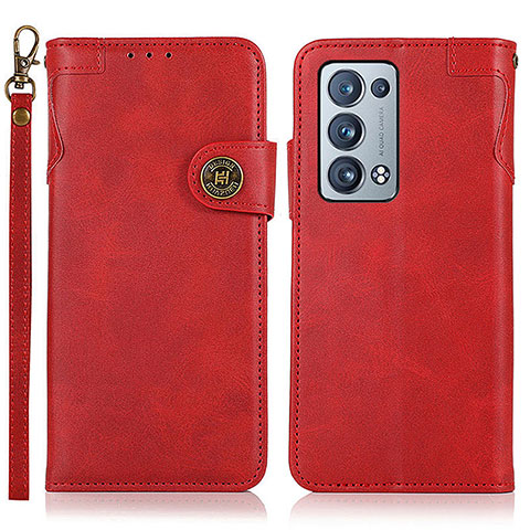 Custodia Portafoglio In Pelle Cover con Supporto K03Z per Oppo Reno6 Pro+ Plus 5G Rosso