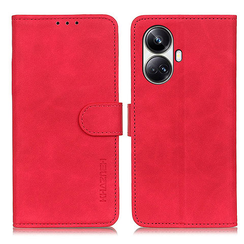 Custodia Portafoglio In Pelle Cover con Supporto K03Z per Realme 10 Pro+ Plus 5G Rosso