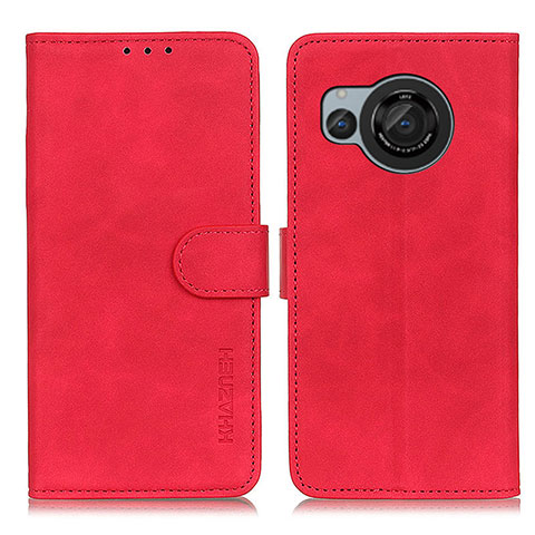 Custodia Portafoglio In Pelle Cover con Supporto K03Z per Sharp Aquos R8 Rosso