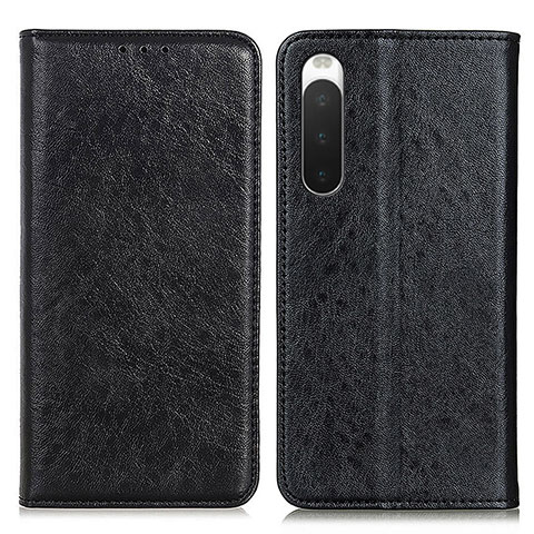 Custodia Portafoglio In Pelle Cover con Supporto K03Z per Sony Xperia 10 V Nero