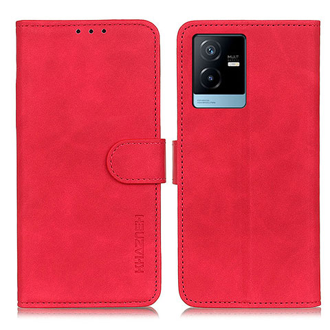 Custodia Portafoglio In Pelle Cover con Supporto K03Z per Vivo T2x 5G Rosso