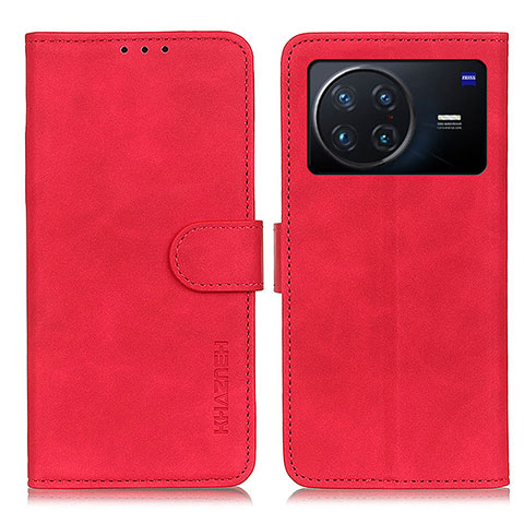 Custodia Portafoglio In Pelle Cover con Supporto K03Z per Vivo X Note Rosso