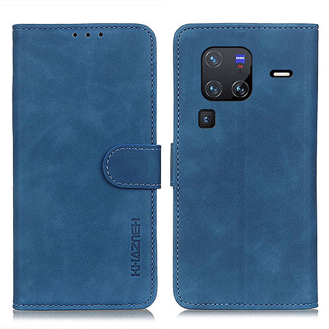 Custodia Portafoglio In Pelle Cover con Supporto K03Z per Vivo X80 Pro 5G Blu