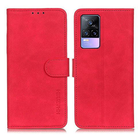 Custodia Portafoglio In Pelle Cover con Supporto K03Z per Vivo Y73 (2021) Rosso