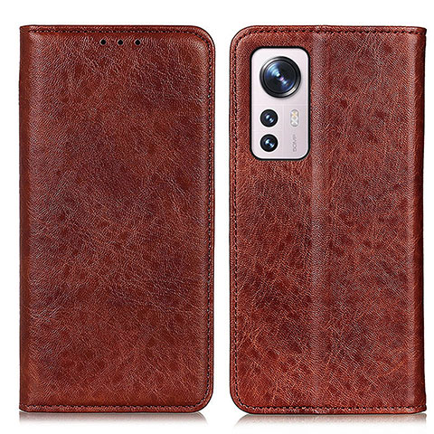 Custodia Portafoglio In Pelle Cover con Supporto K03Z per Xiaomi Mi 12 Pro 5G Marrone