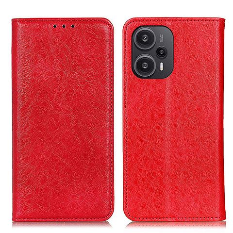 Custodia Portafoglio In Pelle Cover con Supporto K03Z per Xiaomi Poco F5 5G Rosso