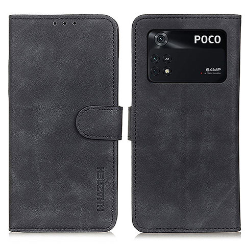 Custodia Portafoglio In Pelle Cover con Supporto K03Z per Xiaomi Poco M4 Pro 4G Nero