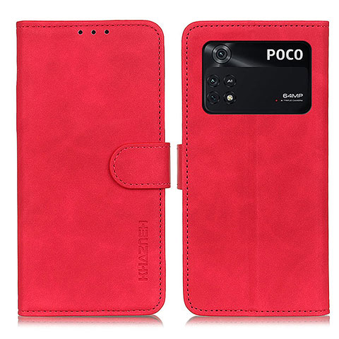 Custodia Portafoglio In Pelle Cover con Supporto K03Z per Xiaomi Poco M4 Pro 4G Rosso