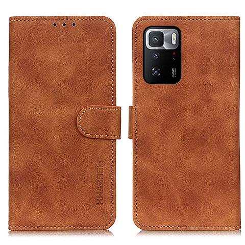 Custodia Portafoglio In Pelle Cover con Supporto K03Z per Xiaomi Redmi Note 10 Pro 5G Marrone