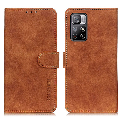 Custodia Portafoglio In Pelle Cover con Supporto K03Z per Xiaomi Redmi Note 11 5G Marrone