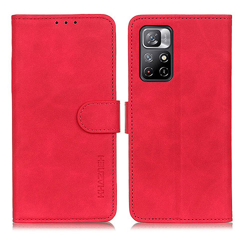 Custodia Portafoglio In Pelle Cover con Supporto K03Z per Xiaomi Redmi Note 11 5G Rosso