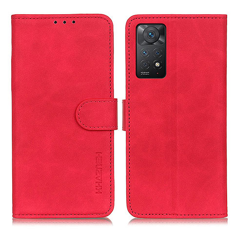 Custodia Portafoglio In Pelle Cover con Supporto K03Z per Xiaomi Redmi Note 11 Pro 4G Rosso