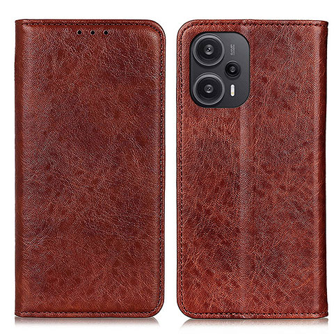 Custodia Portafoglio In Pelle Cover con Supporto K03Z per Xiaomi Redmi Note 12 Turbo 5G Marrone