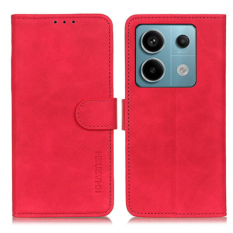 Custodia Portafoglio In Pelle Cover con Supporto K03Z per Xiaomi Redmi Note 13 Pro 5G Rosso