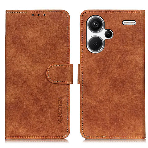 Custodia Portafoglio In Pelle Cover con Supporto K03Z per Xiaomi Redmi Note 13 Pro+ Plus 5G Marrone