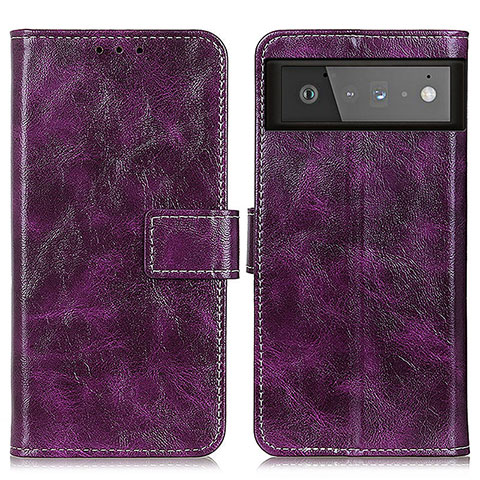 Custodia Portafoglio In Pelle Cover con Supporto K04Z per Google Pixel 6 5G Viola