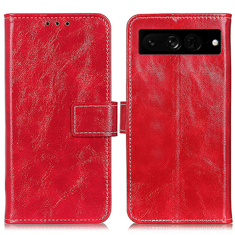 Custodia Portafoglio In Pelle Cover con Supporto K04Z per Google Pixel 7 Pro 5G Rosso