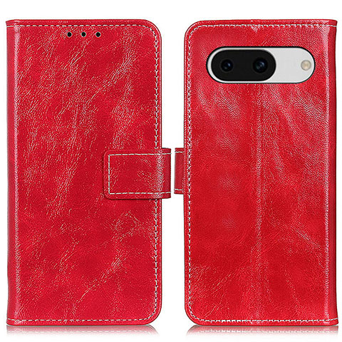 Custodia Portafoglio In Pelle Cover con Supporto K04Z per Google Pixel 8a 5G Rosso