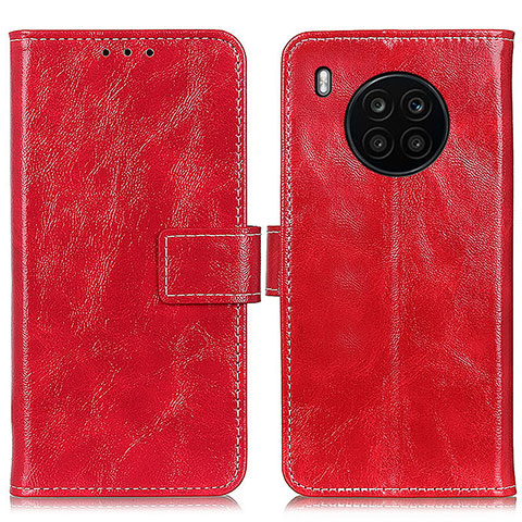 Custodia Portafoglio In Pelle Cover con Supporto K04Z per Huawei Honor 50 Lite Rosso