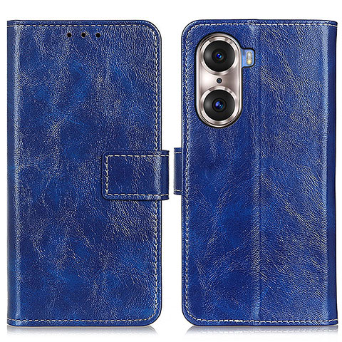 Custodia Portafoglio In Pelle Cover con Supporto K04Z per Huawei Honor 60 5G Blu