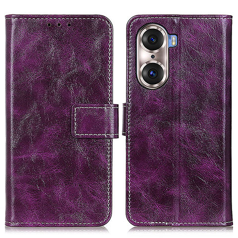 Custodia Portafoglio In Pelle Cover con Supporto K04Z per Huawei Honor 60 Pro 5G Viola