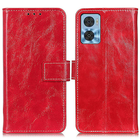 Custodia Portafoglio In Pelle Cover con Supporto K04Z per Motorola Moto E22 Rosso