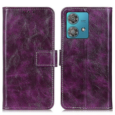 Custodia Portafoglio In Pelle Cover con Supporto K04Z per Motorola Moto Edge 40 Neo 5G Viola