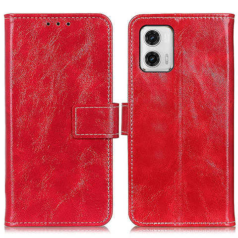 Custodia Portafoglio In Pelle Cover con Supporto K04Z per Motorola Moto G73 5G Rosso