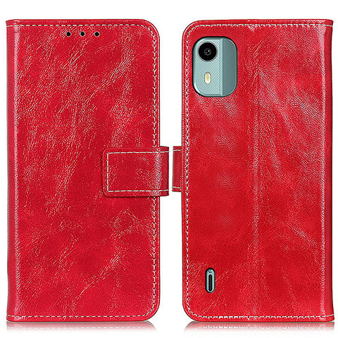 Custodia Portafoglio In Pelle Cover con Supporto K04Z per Nokia C12 Plus Rosso