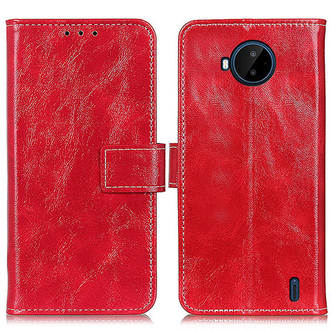 Custodia Portafoglio In Pelle Cover con Supporto K04Z per Nokia C20 Plus Rosso