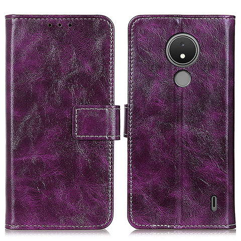 Custodia Portafoglio In Pelle Cover con Supporto K04Z per Nokia C21 Viola