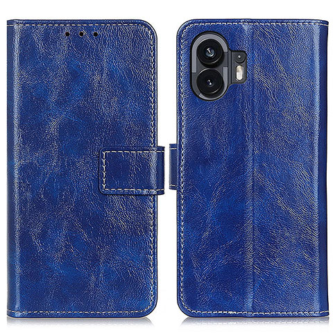 Custodia Portafoglio In Pelle Cover con Supporto K04Z per Nothing Phone 2 Blu