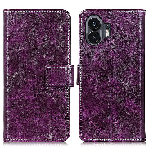 Custodia Portafoglio In Pelle Cover con Supporto K04Z per Nothing Phone 2 Viola