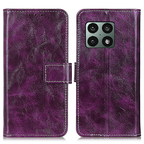 Custodia Portafoglio In Pelle Cover con Supporto K04Z per OnePlus 10 Pro 5G Viola