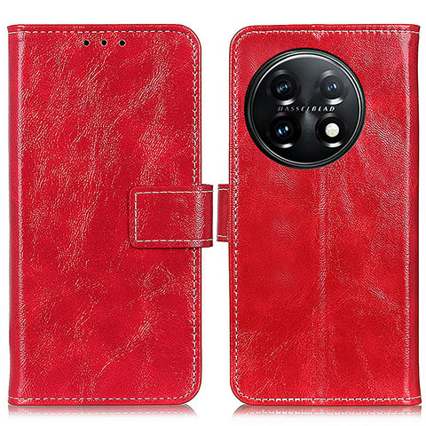 Custodia Portafoglio In Pelle Cover con Supporto K04Z per OnePlus 11 5G Rosso