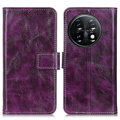 Custodia Portafoglio In Pelle Cover con Supporto K04Z per OnePlus 11 5G Viola