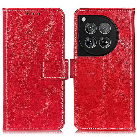 Custodia Portafoglio In Pelle Cover con Supporto K04Z per OnePlus 12 5G Rosso