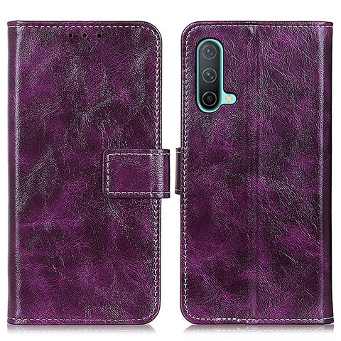 Custodia Portafoglio In Pelle Cover con Supporto K04Z per OnePlus Nord CE 5G Viola