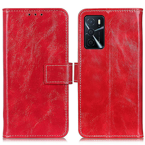 Custodia Portafoglio In Pelle Cover con Supporto K04Z per Oppo A16 Rosso