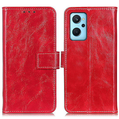 Custodia Portafoglio In Pelle Cover con Supporto K04Z per Oppo A96 4G Rosso