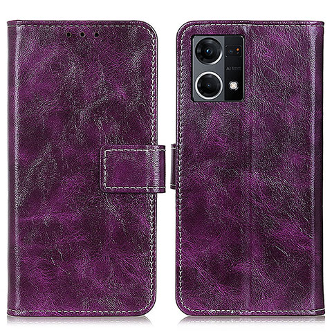 Custodia Portafoglio In Pelle Cover con Supporto K04Z per Oppo F21s Pro 4G Viola