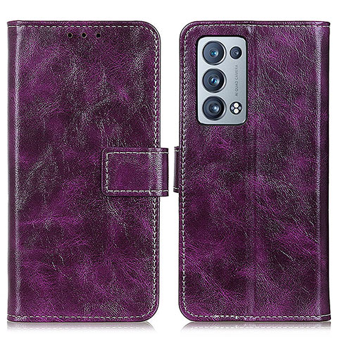 Custodia Portafoglio In Pelle Cover con Supporto K04Z per Oppo Reno6 Pro+ Plus 5G Viola