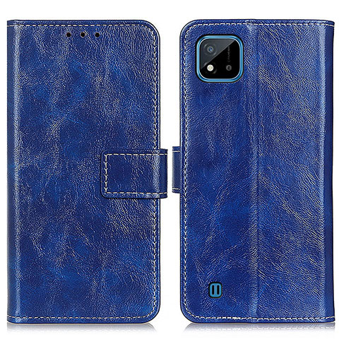 Custodia Portafoglio In Pelle Cover con Supporto K04Z per Realme C20A Blu