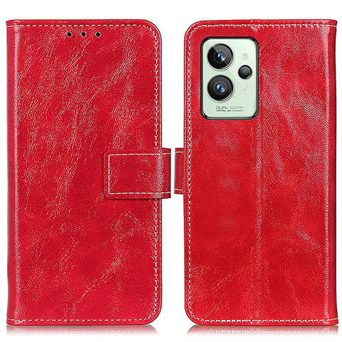 Custodia Portafoglio In Pelle Cover con Supporto K04Z per Realme GT2 Pro 5G Rosso