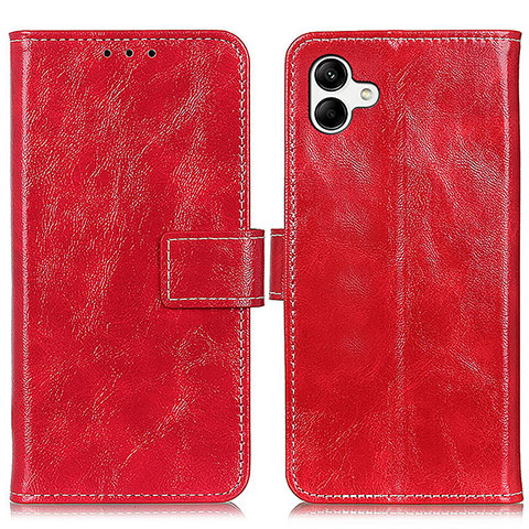 Custodia Portafoglio In Pelle Cover con Supporto K04Z per Samsung Galaxy F04 Rosso